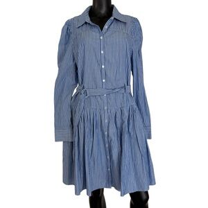 Nanette Lepore Blue Striped Long Sleeve Dress